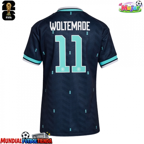 Camiseta Alemania Nick Woltemade #11 Segunda Equipación Replica Mundial 2026 para mujer mangas cortas